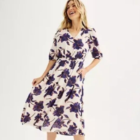 Draper James Dresses & Skirts - Draper James RSVP Jacquard Woven Floral Midi Dress Ivory-Multi Sz Small